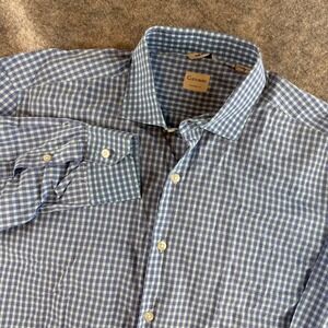 Culturata Button Down Men 17.5/44 XL Blue Gingham Tailored Fit Made Italy Shirt